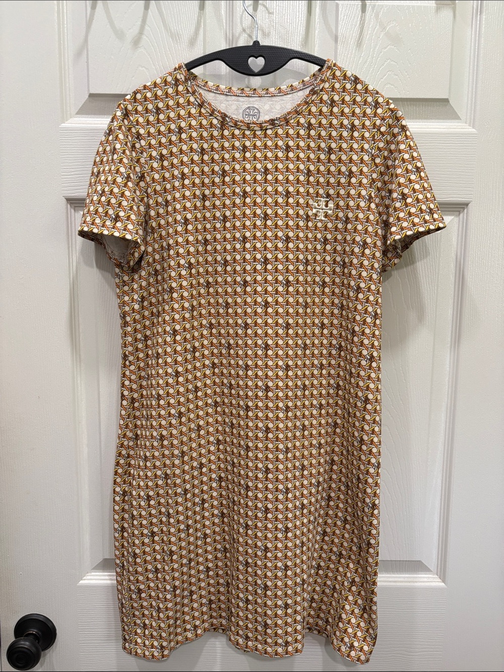 TORY BURCH Basket Weave T Shirt Dress Sz Small Mini Cotton Multicolor Knit